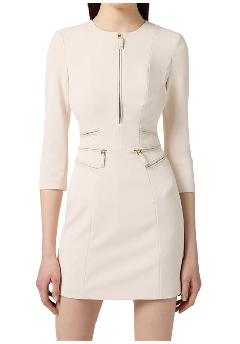 Abito Elisabetta Franchi donna AB82356DZ9 Latte con dettaglio zip ELISABETTA FRANCHI | Abiti | AB82356DZ9